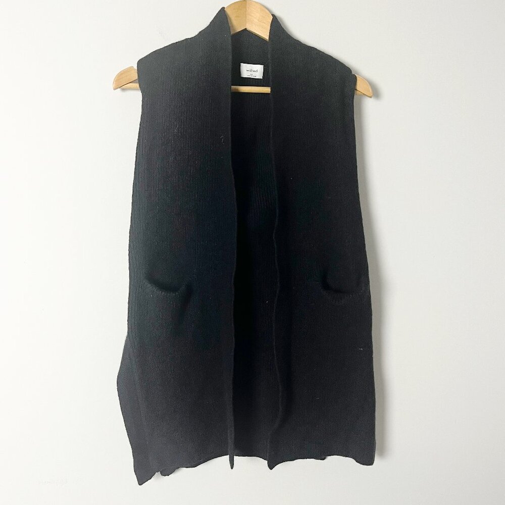 2/$30 Wilfred Black Wool Open Sleeveless Cardigan Sweater XS